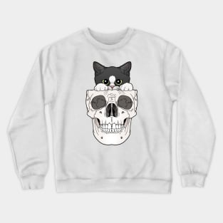 Tuxedo Kitten & Skull Crewneck Sweatshirt